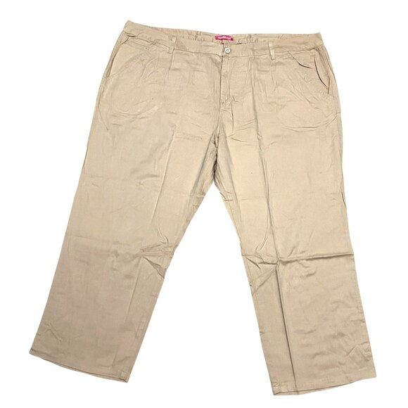 Woman Within NWOT Stretch Cotton Chino Straight Leg Pant Sz 28 Wide Petite Beige - Picture 2 of 10